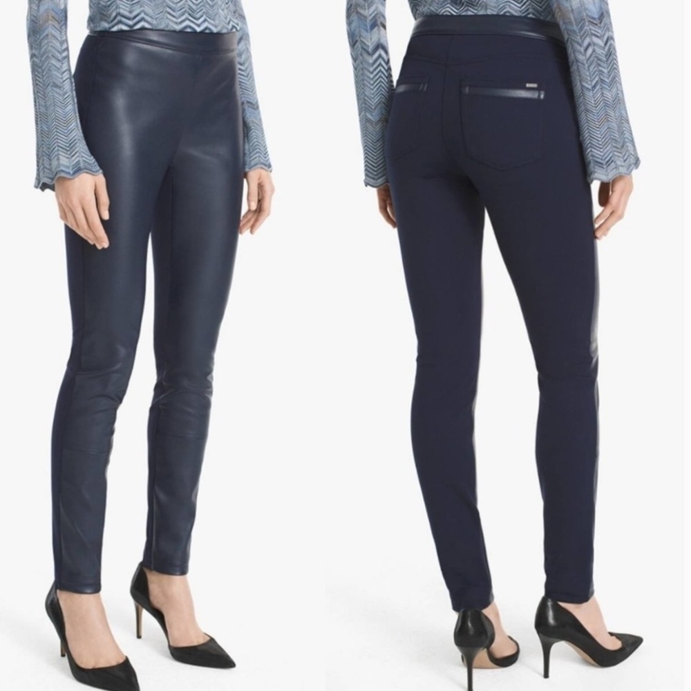White House Black Market Navy Faux-Leather Leggings